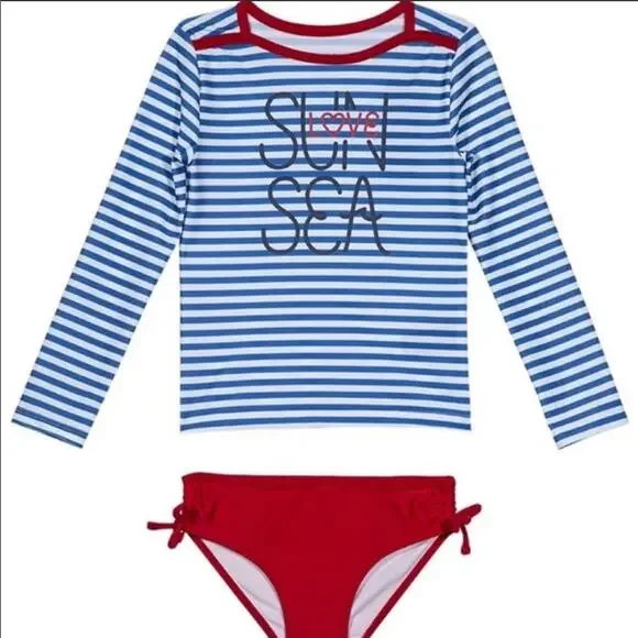 Nautica Love Sun Love Sea Swim Suit, Blue, Red, 2T